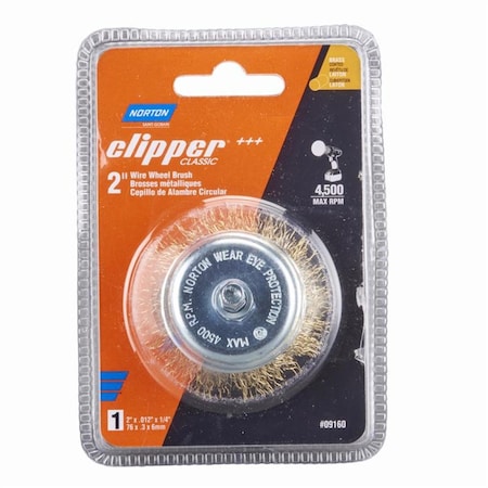 Norton Co 2 in. Clipper Coarse Crimped Wire Wheel Brush - Brass 4500 rpm 2027354